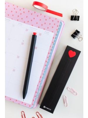 Kaco x Paperora Fırst Heart 0.5 mm Roller Kalem Seti – 2 Adet Refill ile (Siyah Gövde Siyah Mürekkep)