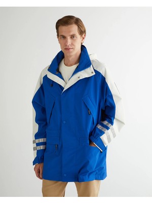 Gant Men's Navy Relaxed Fit Hooded Color Block Jacket