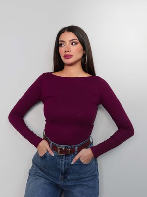 Esra Helvacı Kayık Yaka Dar Kesim Bluz