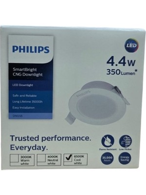 Philips Phılıps 4,4W LED Spot 6500K Beyaz Işık 350LÜMEN Delik Çap 75-85MM 4lü Paket