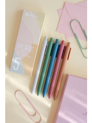Kaco x Paperora Pure Morandi 0.5 mm Renkli Jel Kalem Seti (5 Renk)