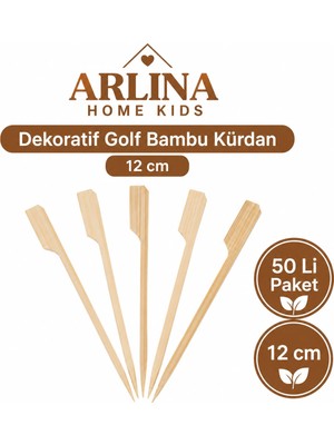 Arlina Home Kids 12 cm Dekoratif Golf Bambu Kürdan 50'li Paket
