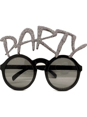 Zenviaa Gümüş Simli Party Yazılı Parti Gözlüğü Show 15X7 cm Zenviaaggg