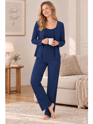 Koza İç Giyim Kadın 3'lü Fitilli Pijama Takımı
