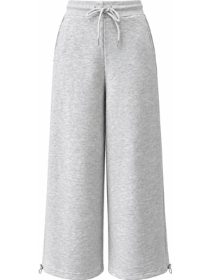 Mixray 2247 Kadın Stoperli Bağcıklı Geniş Paça Pantolon Gri
