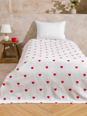 Lc Waikiki Yeni Sezon Kalp Baskılı Tek Kişilik Battaniye 150X220 cm