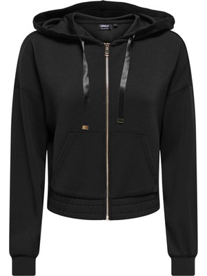 Only  Onlmyra L/s Hoodıe Kapüşonlu Fermuarlı Siyah Kadın Sweatshirt 15380272