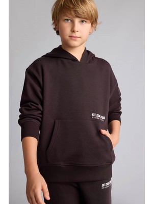 Defacto Kapüşonlu Baskılı Kahverengi Erkek Çocuk Sweatshirt H9682A8/BN338