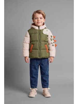 Defacto Dinozor Desenli Şişme Haki Erkek Bebek Mont H0494A5/KH172
