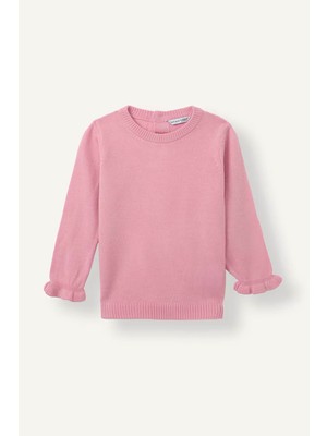 Defacto Oversize Bisiklet Yaka Triko Pembe Kız Bebek Kazak H8470A5/PN445