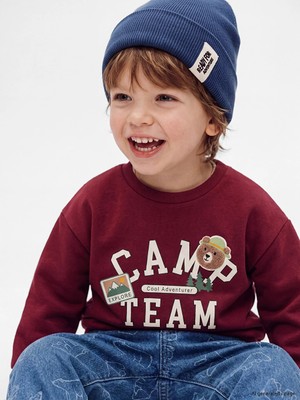 Lc Waikiki Yeni Sezon Bordo Baskılı Erkek Bebek Sweatshirt