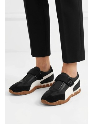 Labrona Kadın Renkli Tabanlı Cırtlı Süet Deri Ortopedik Sneaker Yürüyüş Ayakkabısı