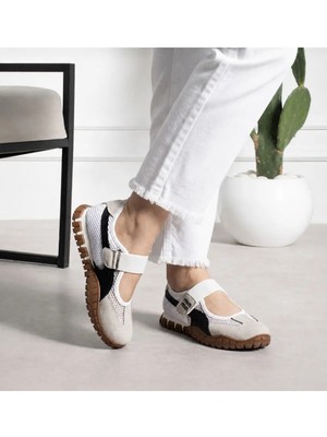 Labrona Kadın Renkli Tabanlı Cırtlı Yazlık Ortopedik Sneaker Yürüyüş Ayakkabısı