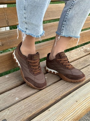 Labrona Kadın Bağcıklı Renkli Tabanlı Sneaker Yürüyüş Ayakkabısı