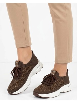 Labrona Kadın Yazlık Sneakers Yüksek Tabanlı Bağcıklı Yürüyüş Ayakkabısı