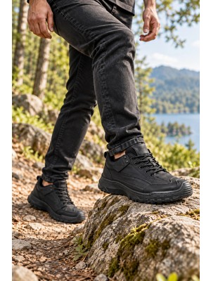 In Step Suara Erkek Siyah Deri Outdoor Trekking Ayakkabı – Dayanıklı ve Konforlu Günlük Ayakkabı