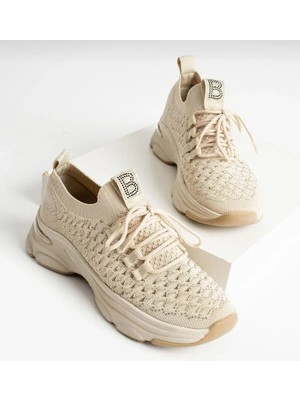 Labrona Kadın Yazlık Sneakers Yüksek Tabanlı Bağcıklı Yürüyüş Ayakkabısı