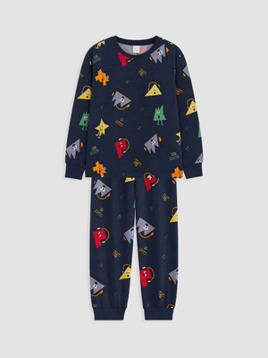 Lc Waikiki Yeni Sezon Lacivert Baskılı Erkek Çocuk Pijama Takımı