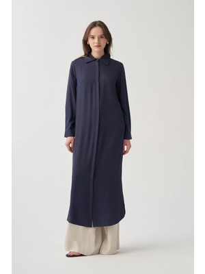 Allday Gizli Patlı Uzun Gömlek Tunik Indigo