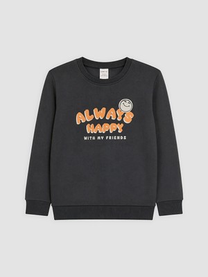 Lc Waikiki Yeni Sezon Antrasit Baskılı Erkek Çocuk Sweatshirt