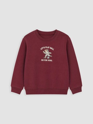 Lc Waikiki Yeni Sezon Bordo Baskılı Erkek Çocuk Sweatshirt