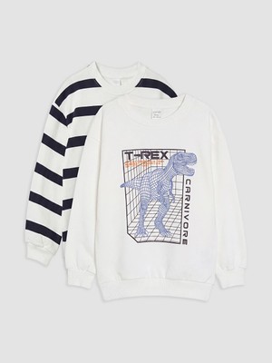 Lc Waikiki Yeni Sezon Bej Baskılı Erkek Çocuk Sweatshirt Takım
