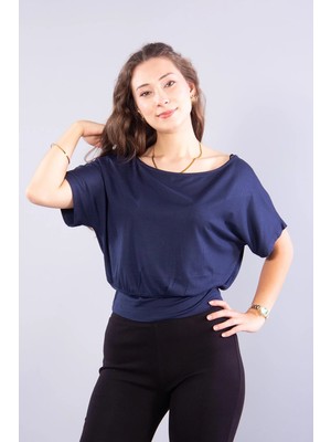 Mckanzie 6982 (N-2802) Kayık Yaka Kısa Kol Turlu Bluz