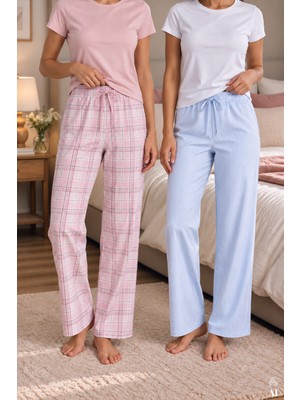Koza İç Giyim Kadın 2'li Pamuklu Uzun Pijama Altı