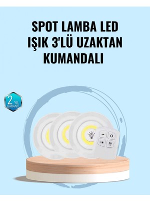 MiraLive Ev Ofis Kamp Için Uygun Uzaktan Kumandalı Yapışkanlı Kablosuz LED Spot Lambalar