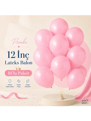 Marlon Balon Pastel Pembe Lateks Balon 12 Inç 10 Adet Doğum Günü Nişan Düğün Baby Shower Parti Süsleme Balonu