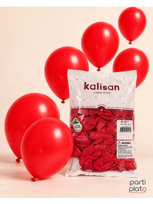 Kalisan 12 Inç Kırmızı Lateks Balon 100’LÜ – 30 cm Parti Doğum Günü Organizasyon ve Balon Zinciri Balonu