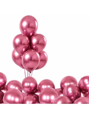 Marlon Balon 12 Inç Krom Pembe (Pink) Balon 10'lu Paket - Partinize Zümrüt Işıltısı Katın!