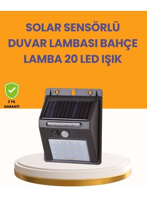 Birsence 20 LED Güneş Enerjili Hareket Sensörlü Dış Mekan Duvar Lambası