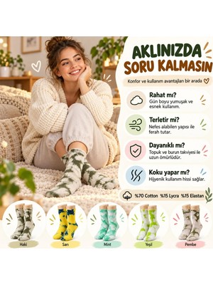 Çorap Giyim Unisex Batik Desenli Çorap 5'li Set Pamuklu Renkli Uzun Soket Dikişsiz Nefes Alan Günlük Spor Çorabı