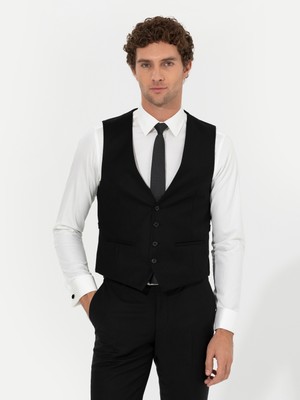 Cacharel Black Slim Fit Wool Blend Vest