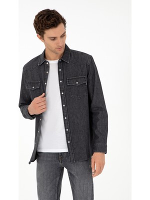 Cacharel Anthracite Regular Fit Denim Shirt