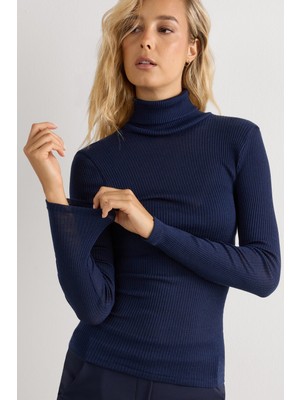 Intimissimi Women's Wool And Silk Ribbed Turtleneck Sweater