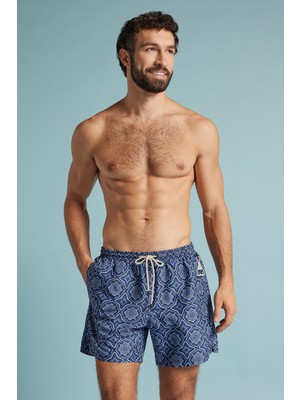Intimissimi Navy Mosaic Print Swim Shorts