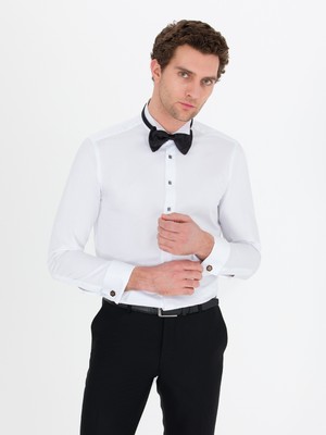 Cacharel White Slim Fit Tuxedo Shirt
