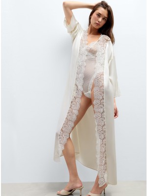 Intimissimi From The Boudoir Silk And Lace Long Robe