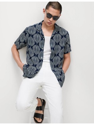 Marks & Spencer Geometric Print Cuban Collar Shirt