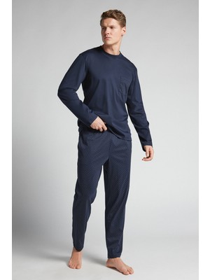 Intimissimi Mercerized Cotton Polka Dot Long Pajamas Filo Premium