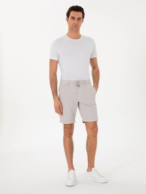 Cacharel Beige Regular Fit Cotton Blend Drawstring Waist Bermuda Shorts