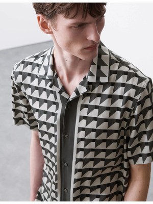 Marks & Spencer Straight Fit Geometric Print Shirt