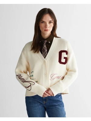 Gant Women's Cream Relaxed Fit Knit Cardigan