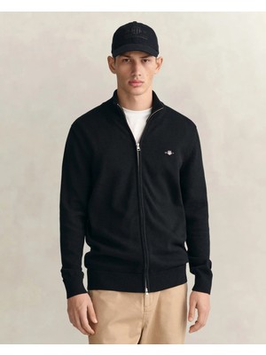 Gant Men's Black Regular Fit Zip-Up Cardigan