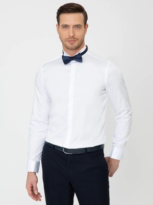 Cacharel White Slim Fit Tuxedo Shirt