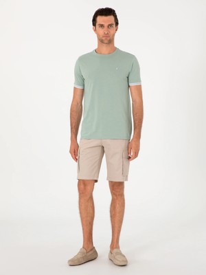 Cacharel Beige Comfort Fit %100 Cotton Bermuda Shorts