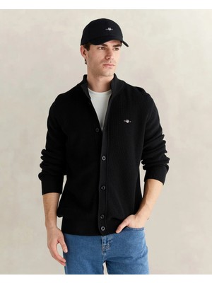 Gant Men's Black Regular Fit Button-Up Cardigan