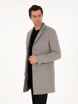 Cacharel Grey Slim Fit Wool Blend Overcoat